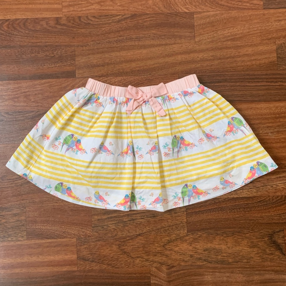 Rockin’ Baby Skirt Baby Girl 9-12 Months Yellow White Pink Stripes Birds Lined